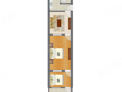 2室1厅 33.11平米