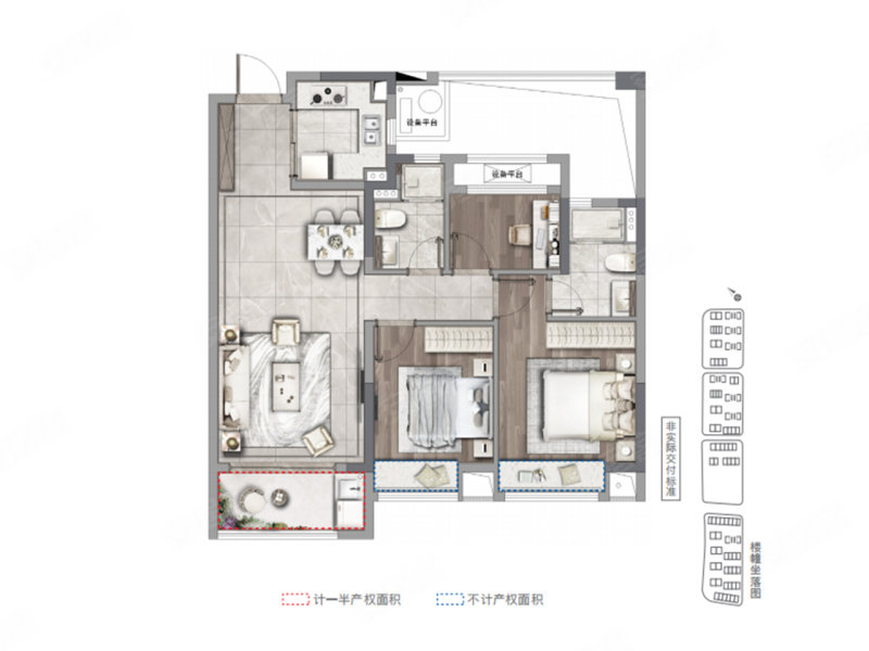 保利龙湾壹号3室2厅2卫89㎡南134万