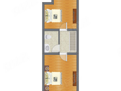2室1厅 57.76平米户型图