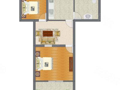 2室1厅 50.34平米