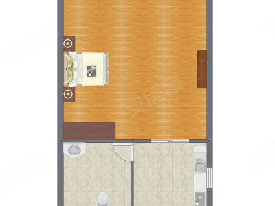 1室0厅 52.79平米户型图