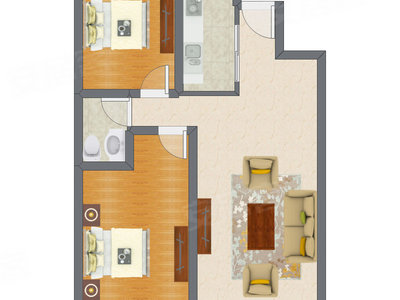 2室1厅 93.70平米户型图