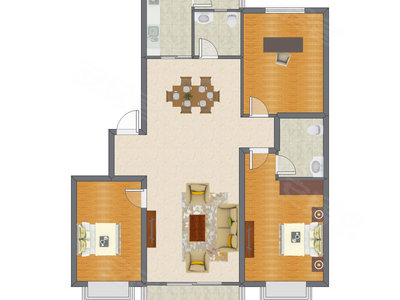 2室2厅 138.30平米户型图
