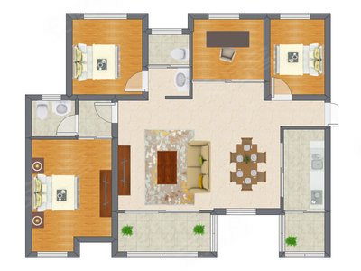 4室2厅 86.95平米