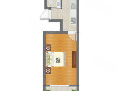 1室0厅 34.16平米户型图
