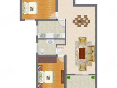 2室2厅 103.76平米户型图