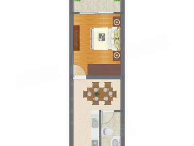 1室1厅 35.86平米户型图