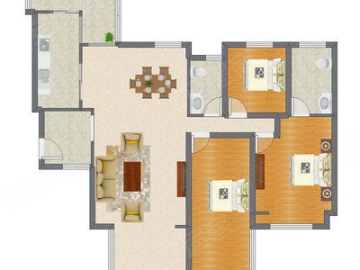 3室2厅 126.98平米