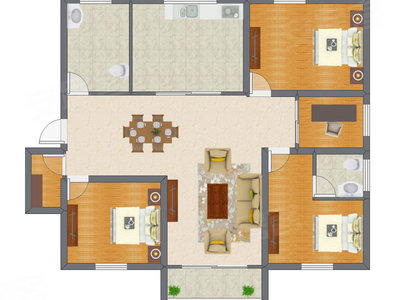 3室2厅 107.75平米