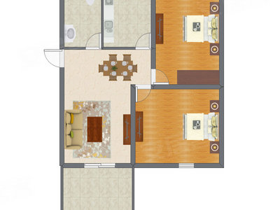 2室2厅 79.79平米户型图
