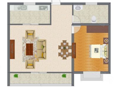 1室1厅 71.45平米户型图