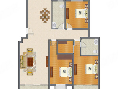 3室2厅 168.89平米