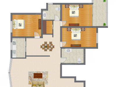 3室2厅 169.00平米户型图