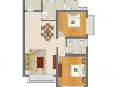 2室2厅 83.00平米户型图