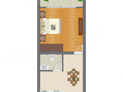 1室1厅 32.39平米