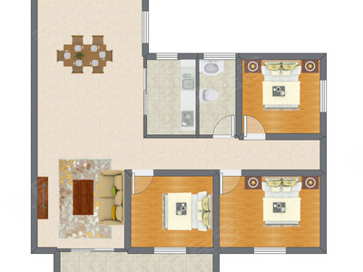 3室2厅 98.76平米