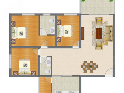 3室2厅 135.83平米