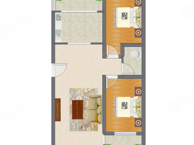 2室1厅 86.70平米户型图