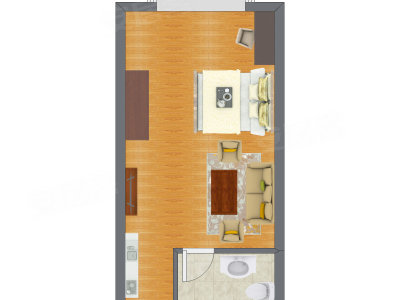 1室1厅 29.06平米户型图