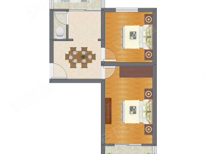2室1厅 59.69平米