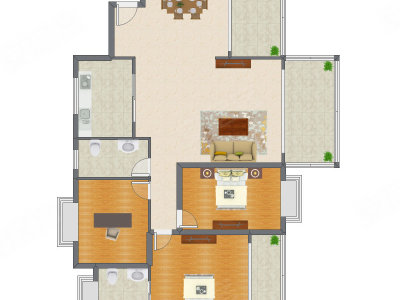 3室2厅 145.17平米户型图