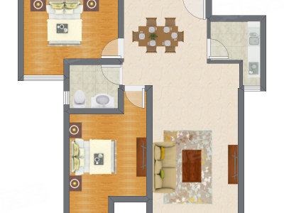 2室2厅 90.32平米户型图