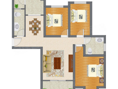 3室2厅 121.90平米