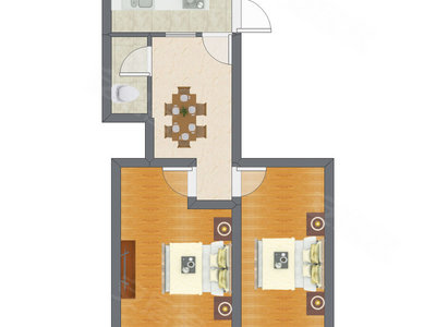 2室1厅 47.07平米户型图