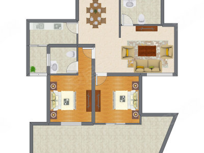 2室2厅 99.79平米