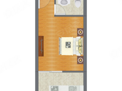 1室0厅 41.81平米户型图