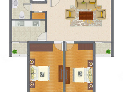 2室1厅 65.25平米