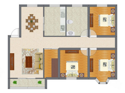 3室2厅 91.64平米户型图