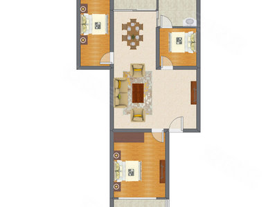3室2厅 116.28平米户型图