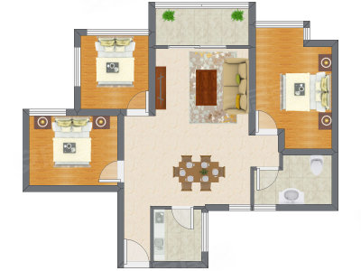 3室2厅 94.14平米户型图