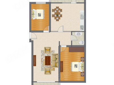 2室2厅 111.30平米户型图