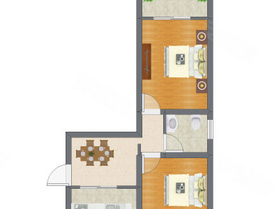 2室1厅 53.70平米
