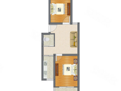 2室1厅 58.02平米户型图