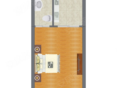 1室1厅 23.40平米户型图