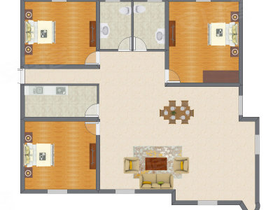 3室2厅 195.00平米户型图