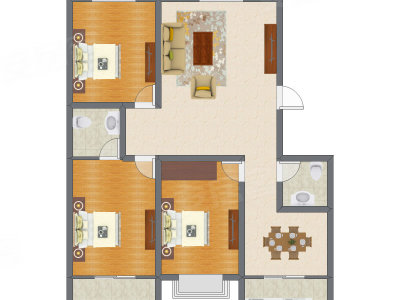 3室2厅 128.10平米