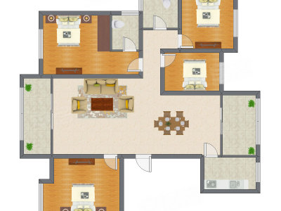 4室2厅 152.00平米户型图