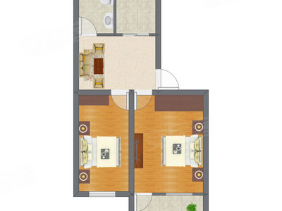 2室1厅 41.70平米户型图