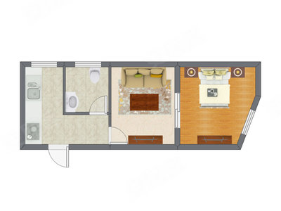 1室1厅 40.36平米户型图