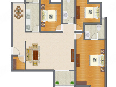 3室1厅 141.44平米