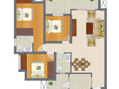 3室2厅 89.64平米