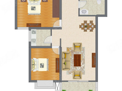 2室2厅 96.88平米户型图