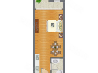 1室0厅 44.60平米户型图