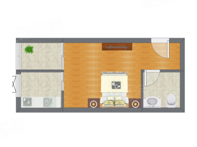 1室0厅 39.50平米户型图