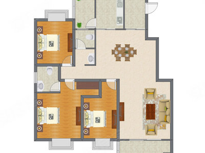 3室2厅 136.29平米