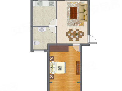 1室1厅 60.00平米户型图